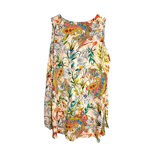 Beach cover-up/ top/ dress in light and airy polyester, floral, sleeveless - Picture 3 of 6